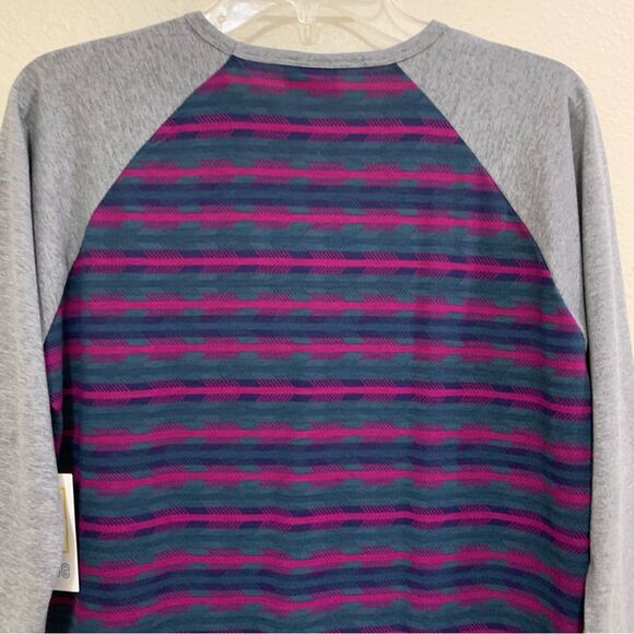 LULAROE TOP WOMEN’S M PINK GRAY BRIGHT COMFORTABLE RAGLAN T-SHIRT. - Picture 5 of 12